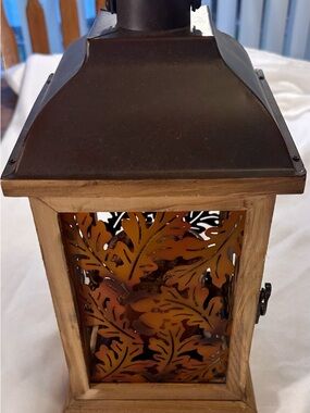 Kohl's Rustic Wood and Metal Leaf Lantern - Brown and Black